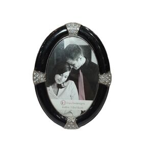 Glam Hollywood Regency /Art Deco Decor Style Black Rhinestone 4x6 Photo Frame